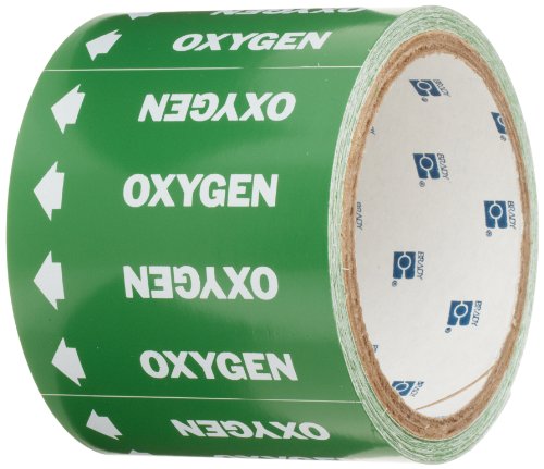 Брейди 98844 Медицински маркери на газови тръби-по списък, бял на зелен , букви Кислород