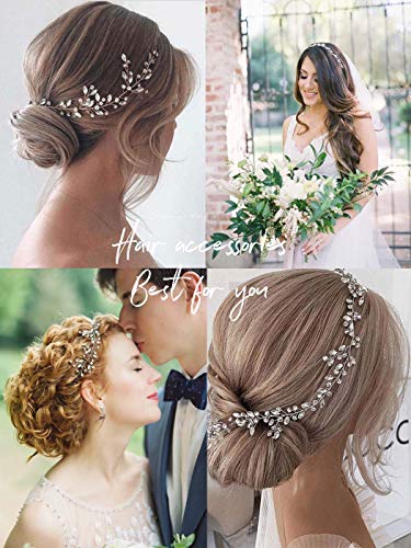Unicra Bride Wedding Кристал Hair Vine Bridal Silver Hair Piece Crystal Headband Аксесоари за коса, за Жени или момичета