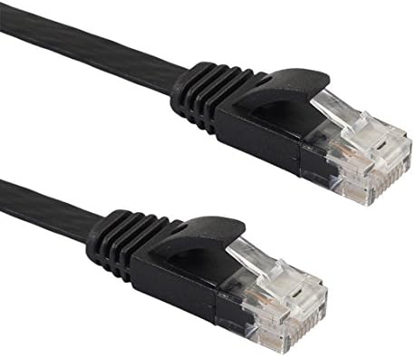 1.8 m CAT6 Ултра-Плосък кабел за локална мрежа Ethernet, Кръпка-тел RJ-45 (черен) LAN Ethernet (черен цвят)
