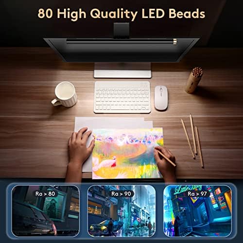 RAONE Monitor Light Bar, Flat/Curved Screen LED Цветни RGB Backlights with Touch Sensor for Eye Caring/Space Saving 17.7