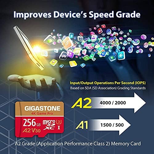 [5-Г Free Data Recovery] Gigastone 256GB Micro SD Card, 4K Game Pro, Карта памет microSDXC за Nintendo-Switch, GoPro,